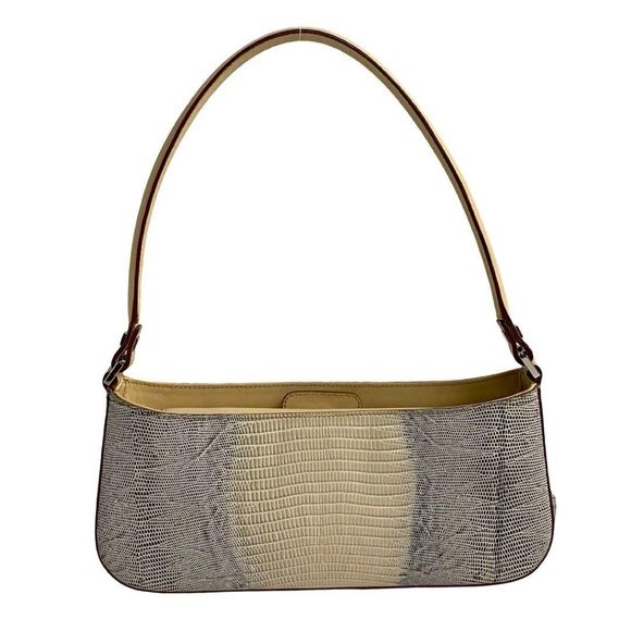 Salvatore Ferragamo Handbags - Salvatore Ferragamo Y2K Lizard Embossed East West Shoulder Baguette Leather Bag